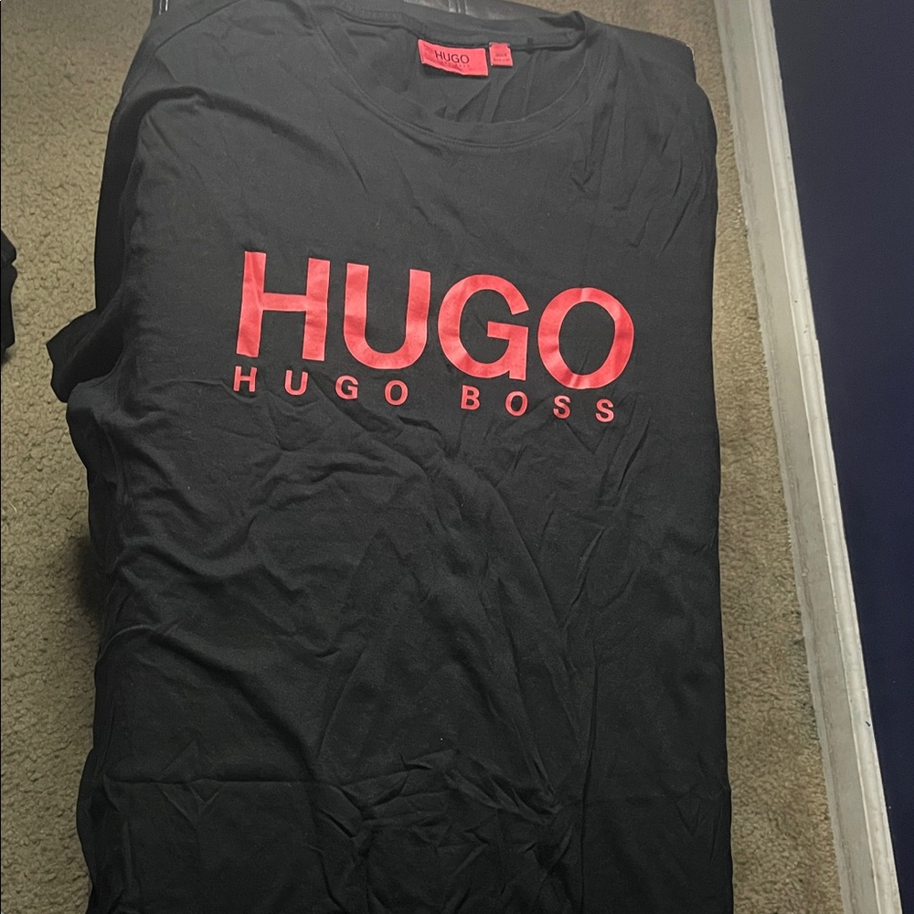 Hugo Boss Black Tee with Vibrant Red Logo